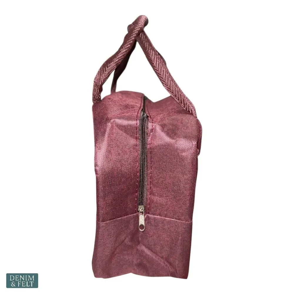 NEW Insulated Lunch Bag Burgundy Bear Logo Reusable Zip Closure Work School Tote